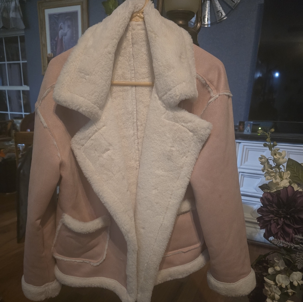 Women's Pink Faux Shearling Jacket